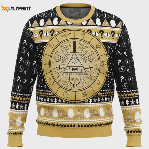 Get Festive with Bill Cipher Gravity Falls Ugly Christmas Sweater – Perfect for Fans of the Show!