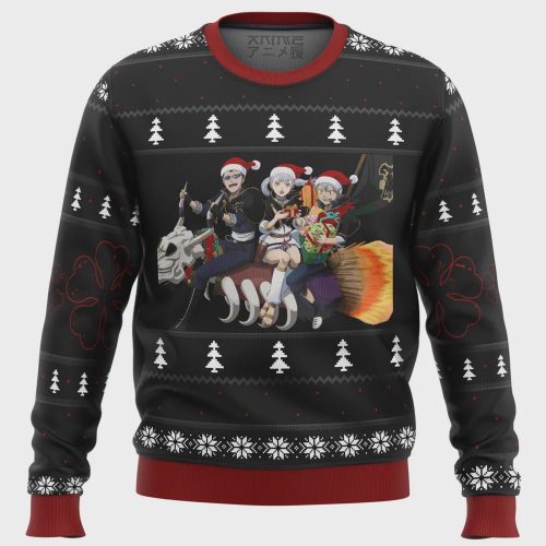 Shop the Festive Black Clover Holiday Ugly Christmas Sweater – Perfect for Stylish Celebrations!