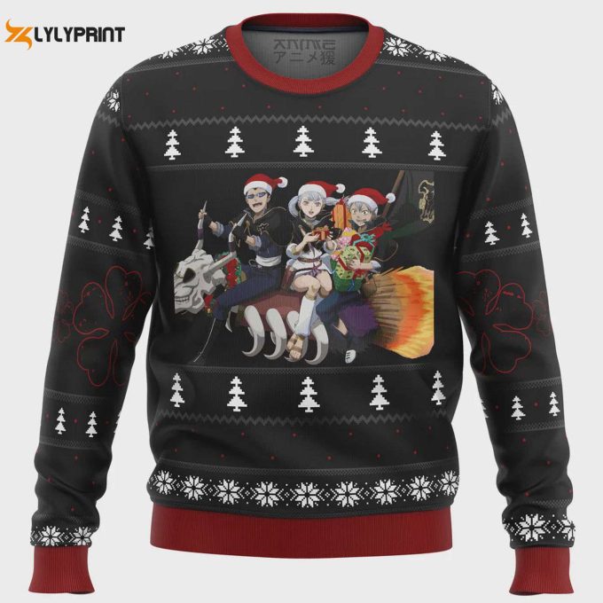 Shop The Festive Black Clover Holiday Ugly Christmas Sweater – Perfect For Stylish Celebrations!