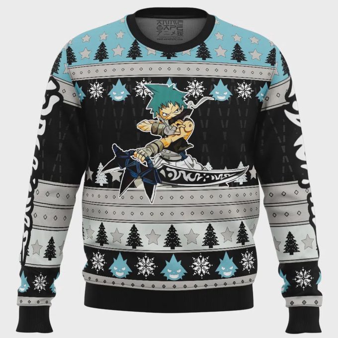 Get Festive With The Black Star Soul Eater Ugly Christmas Sweater - Perfect Holiday Attire! 2