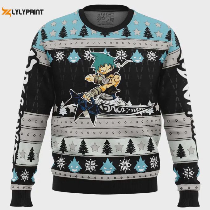 Get Festive With The Black Star Soul Eater Ugly Christmas Sweater - Perfect Holiday Attire! 1