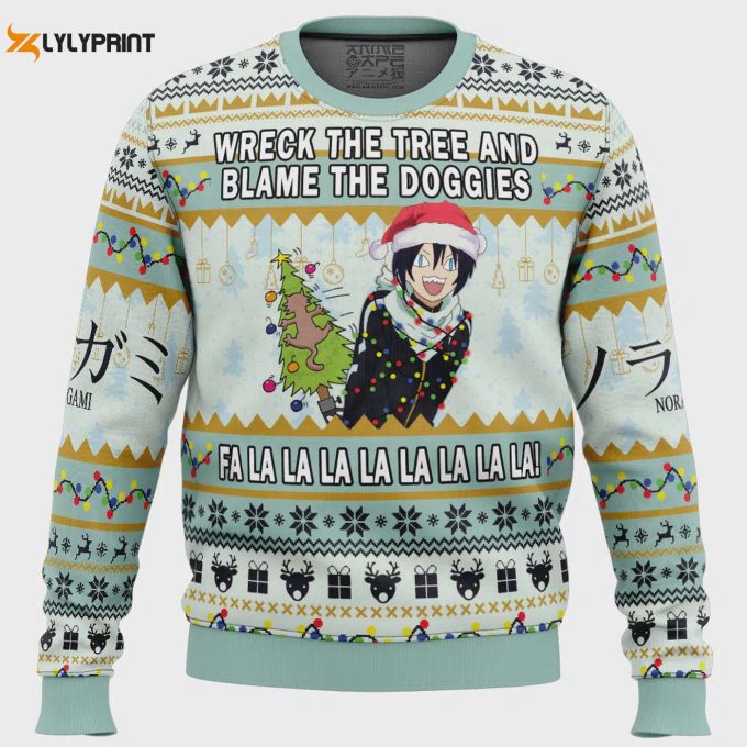 Get Festive With Blame The Doggies Norogami Ugly Christmas Sweater – Perfect Holiday Attire!