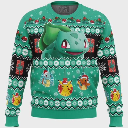 Bulbasaur Ugly Christmas Sweater – Embrace the Holiday Spirit with Pokemon s I Choose You Design!