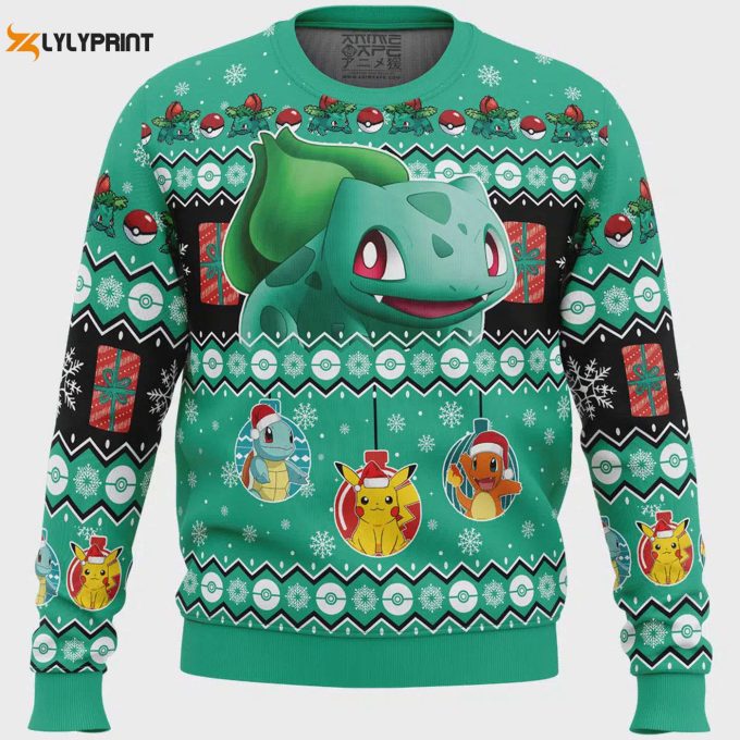 Bulbasaur Ugly Christmas Sweater – Embrace The Holiday Spirit With Pokemon S I Choose You Design!