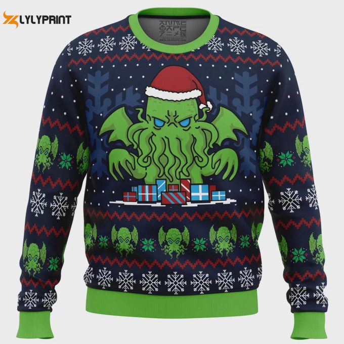 Get Festive With The Call Of Christmas Cthulhu Ugly Sweater – Perfect Holiday Attire!