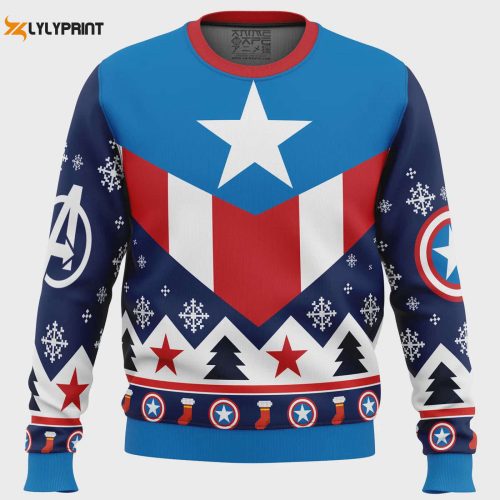 Get Festive with Captain America Ugly Christmas Sweater – Marvel Holiday Apparel