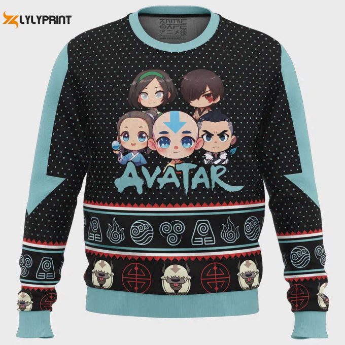 Chibi Avatar The Last Airbender Ugly Christmas Sweater – Festive &Amp;Amp; Fun Apparel For Fans!