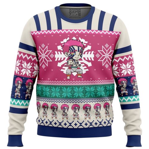 Get Festive with Chibi Christmas Akaza Demon Slayer Ugly Sweater