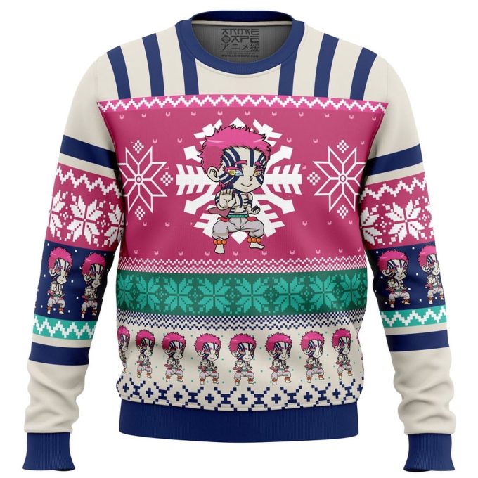 Get Festive With Chibi Christmas Akaza Demon Slayer Ugly Sweater