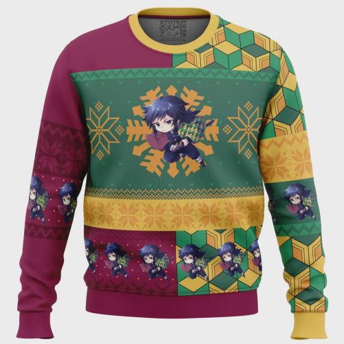 Get Festive with Chibi Christmas Giyu Tomioka Ugly Sweater from Demon Slayer