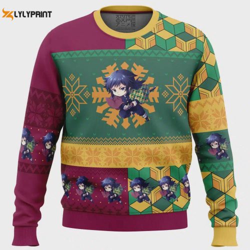 Get Festive with Chibi Christmas Giyu Tomioka Ugly Sweater from Demon Slayer