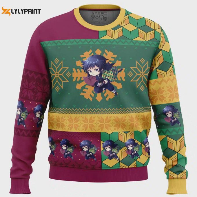 Get Festive With Chibi Christmas Giyu Tomioka Ugly Sweater From Demon Slayer