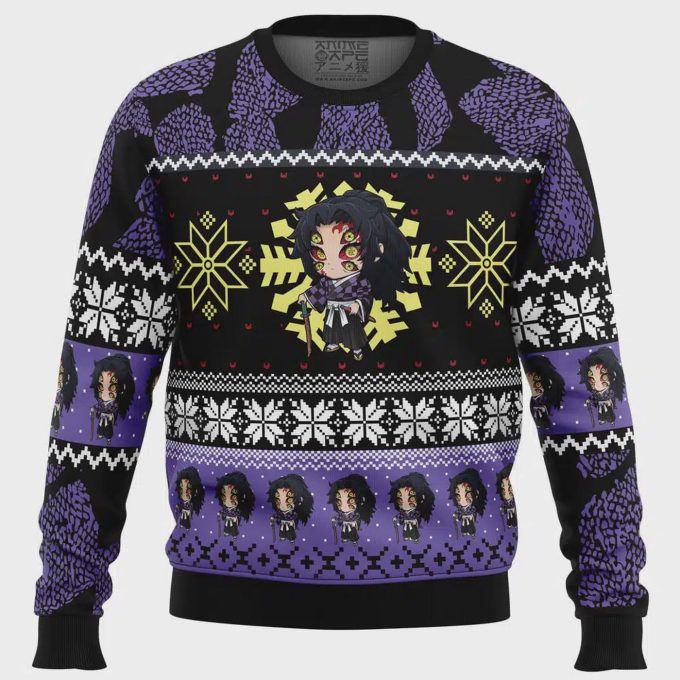 Get Festive With Chibi Christmas Kokushibo Sweater – Demon Slayer Ugly Sweater