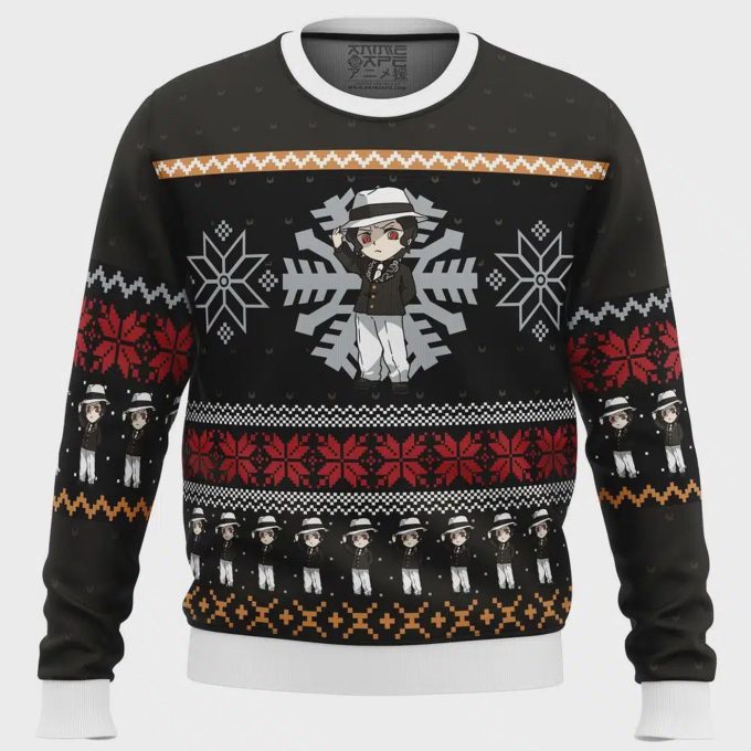 Chibi Christmas Muzan Kibutsuji Sweater: Get Festive With Demon Slayer Ugly Xmas Sweater