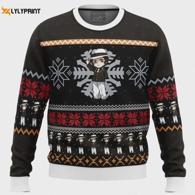 Chibi Christmas Muzan Kibutsuji Sweater: Get Festive With Demon Slayer Ugly Xmas Sweater