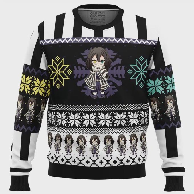 Get Festive With Chibi Christmas Obanai Iguro Demon Slayer Ugly Sweater – Perfect Holiday Gift!