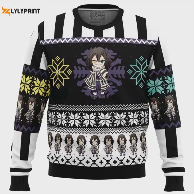 Get Festive With Chibi Christmas Obanai Iguro Demon Slayer Ugly Sweater – Perfect Holiday Gift!