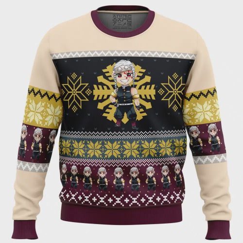 Get Festive with Chibi Christmas Tengen Uzui Demon Slayer Ugly Sweater – Perfect Gift for Anime Fans!