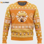 Get Festive with Chibi Christmas Zenitsu Agatsuma Ugly Sweater – Perfect for Demon Slayer Fans!