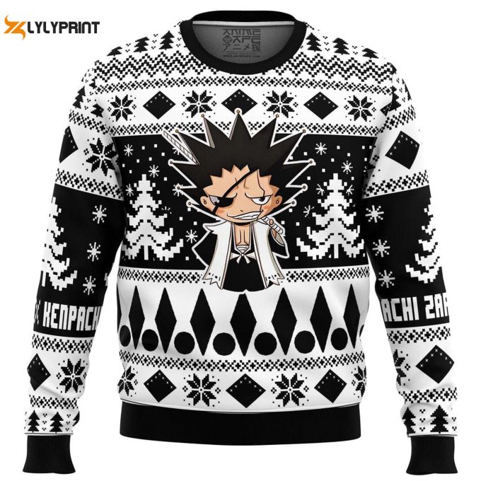 Chibi Kenpachi Zaraki Bleach Ugly Christmas Sweater – Festive Anime Holiday Apparel