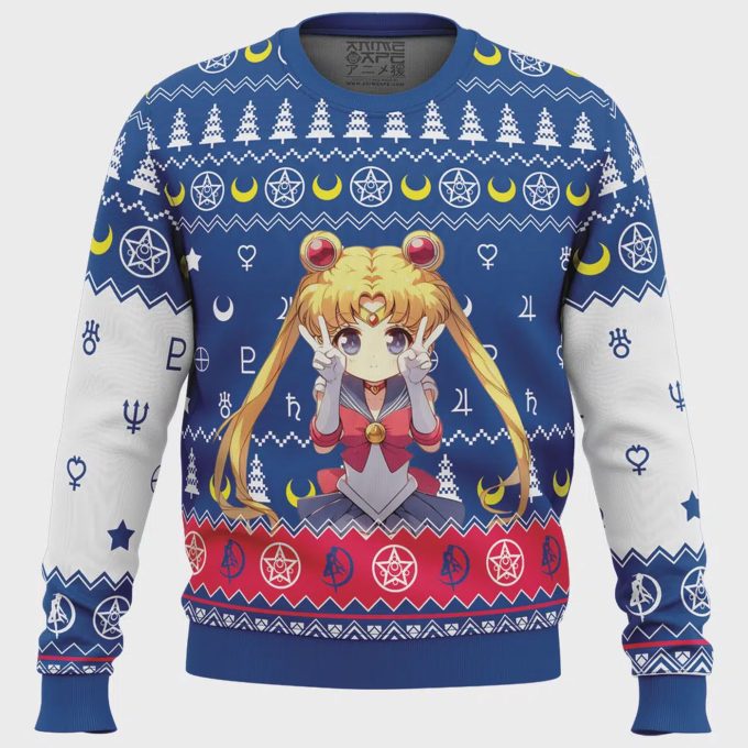 Chibi Usagi Tsukino Sailor Moon Ugly Christmas Sweater - Festive Anime-Inspired Holiday Apparel 2