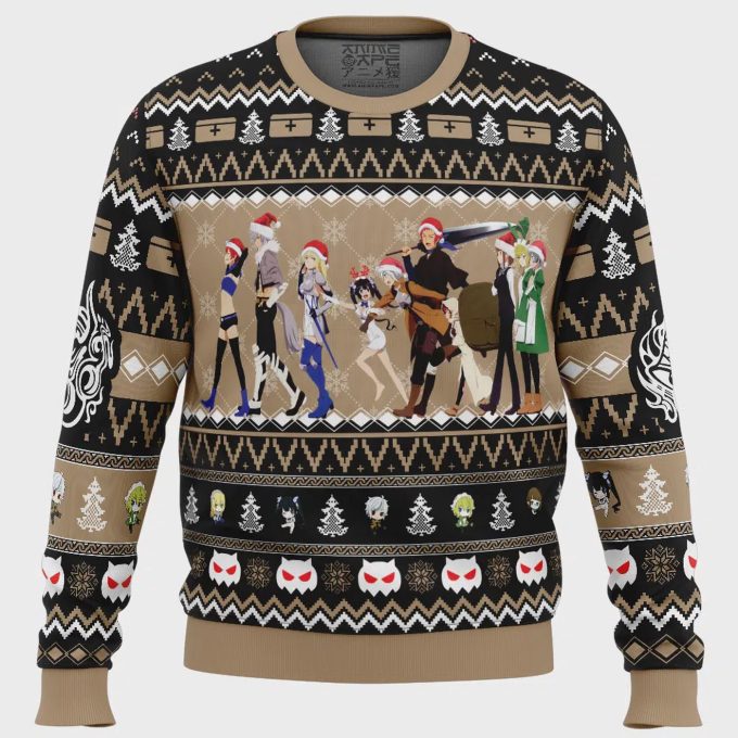 Get Festive With The Christmas Adventure Danmachi Ugly Sweater - Perfect For The Holidays! 2