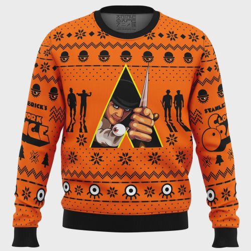 Get Festive with Christmas Alex A Clockwork Orange Ugly Sweater – Perfect Holiday Attire!