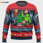 Get Festive with Christmas Avengers Chibi Marvel Comics Ugly Sweater – Perfect for Holiday Fun!