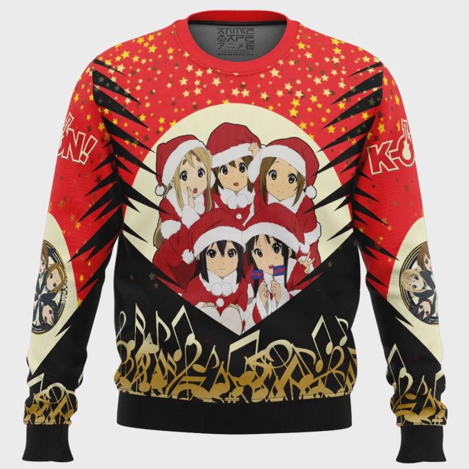 Get Festive With K-On! Christmas Band Ugly Sweater - Perfect Holiday Attire 2