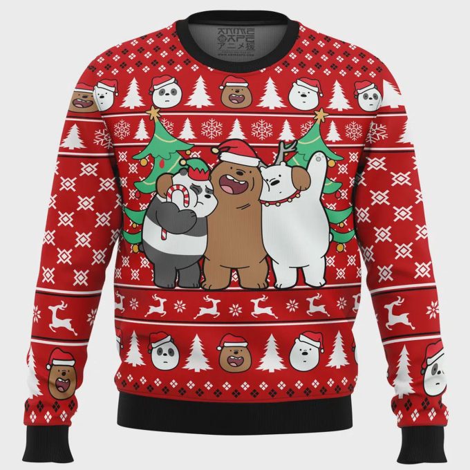 Get Festive With Our Christmas Bears We Bare Bears Ugly Sweater - Perfect For The Holidays! 2