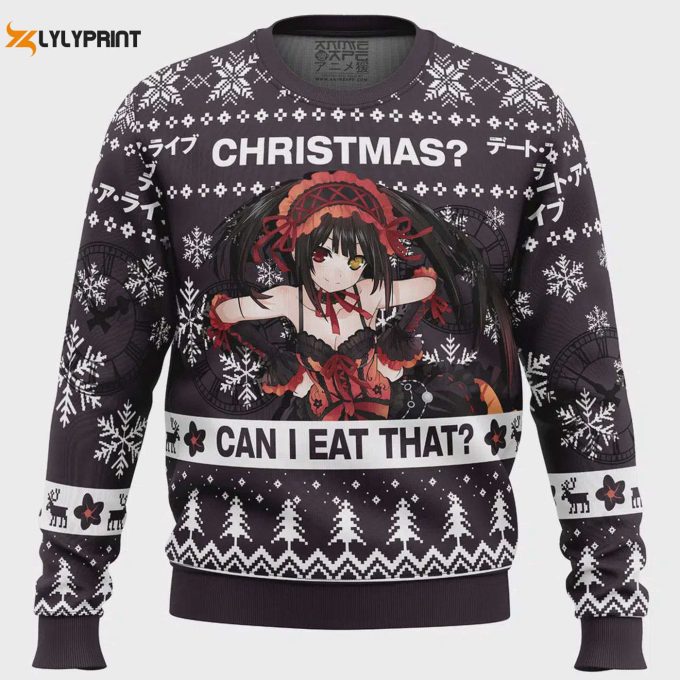 Get Festive With Date A Live Ugly Christmas Sweater - Can I Eat That? Perfect For The Holidays! 1