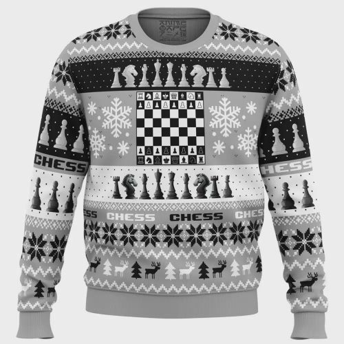 Get Festive with Christmas Chess Board Games Ugly Sweater – Perfect Holiday Gift!