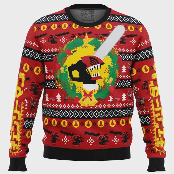 Get Festive With The Christmas Dream Chainsaw Man Ugly Christmas Sweater - Perfect For Holiday Parties! 2