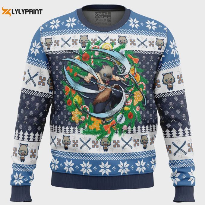 Get Festive With Christmas Hashibira Inosuke Sweater – Perfect Ugly Christmas Sweater For Demon Slayer Fans!