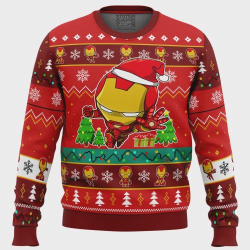 Get Festive with a Marvel Comics Iron Man Chibi Ugly Christmas Sweater – Perfect for the Holidays!