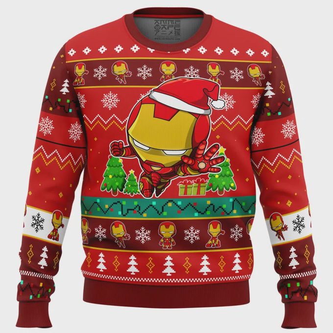 Get Festive With A Marvel Comics Iron Man Chibi Ugly Christmas Sweater – Perfect For The Holidays! 2