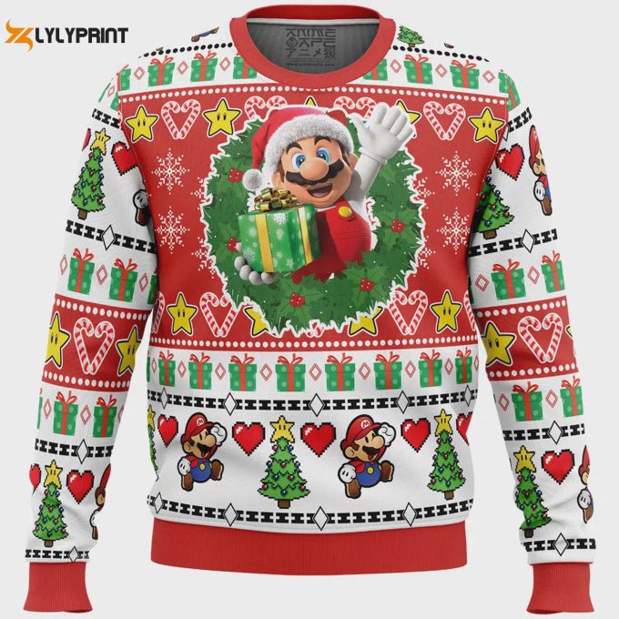 Get Festive With Christmas Mario Bros Ugly Sweater - Perfect Holiday Gift For Super Mario Fans 1