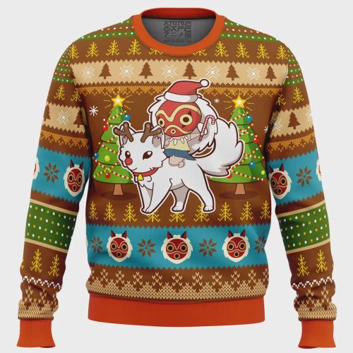 Get Festive with Mononoke Princess Ugly Christmas Sweater – Perfect Holiday Attire!