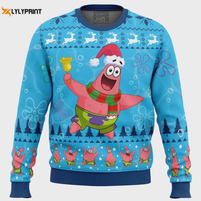 Get Festive With The Christmas Patrick Sponge Bob Ugly Sweater – Perfect For The Holidays!