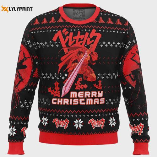 Get Festive with the Christmas Red Guts Berzerk Ugly Sweater – Perfect for the Holidays!