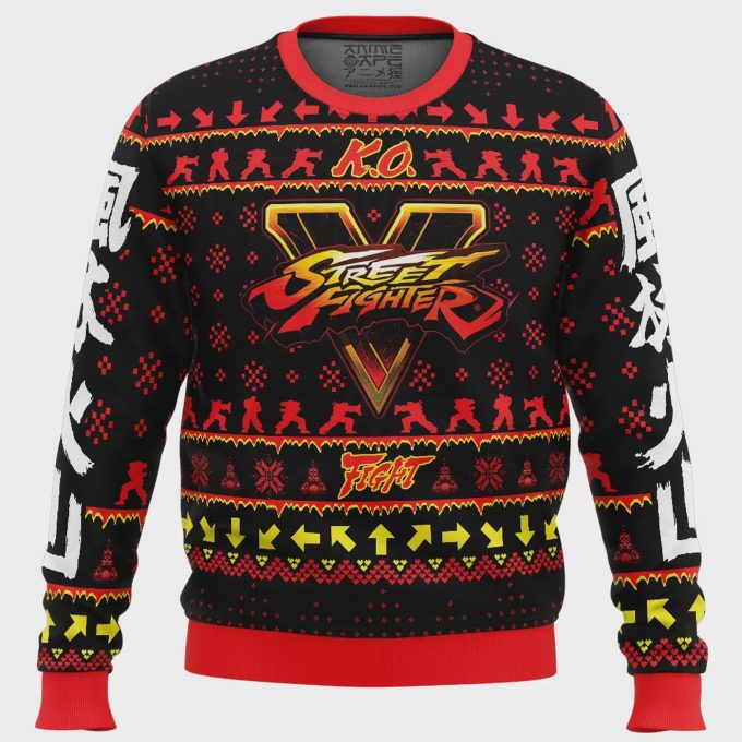 Get Festive With Christmas Ryu Street Fighter Ugly Sweater - Perfect For Gaming Fans! 2