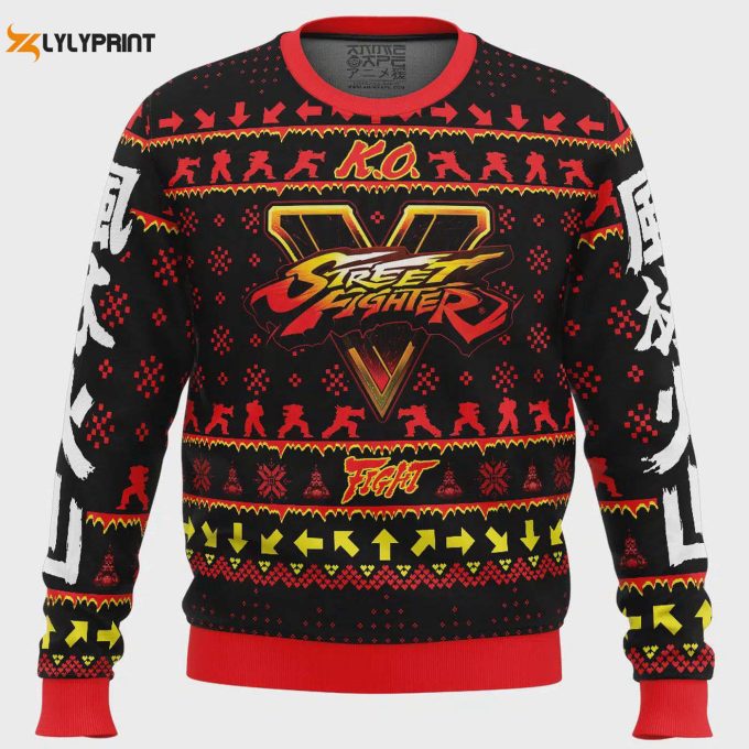 Get Festive With Christmas Ryu Street Fighter Ugly Sweater - Perfect For Gaming Fans! 1