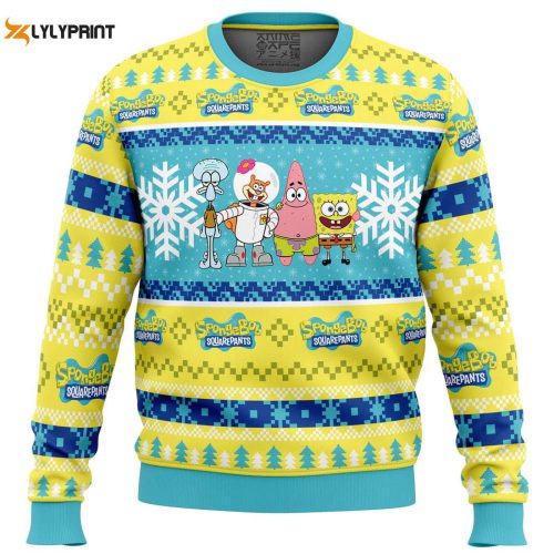 Get Festive with Nickelodeon s Christmas Spongebob Ugly Sweater – Perfect for Holiday Parties!