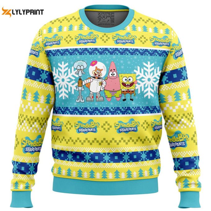 Get Festive With Nickelodeon S Christmas Spongebob Ugly Sweater – Perfect For Holiday Parties!