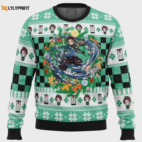 Get Festive with Tanjiro Kamado Demon Slayer Ugly Christmas Sweater – Perfect for Anime Fans!