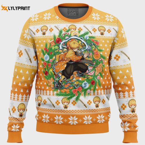 Get Festive with the Christmas Zenitsu Agatsuma Demon Slayer Ugly Sweater