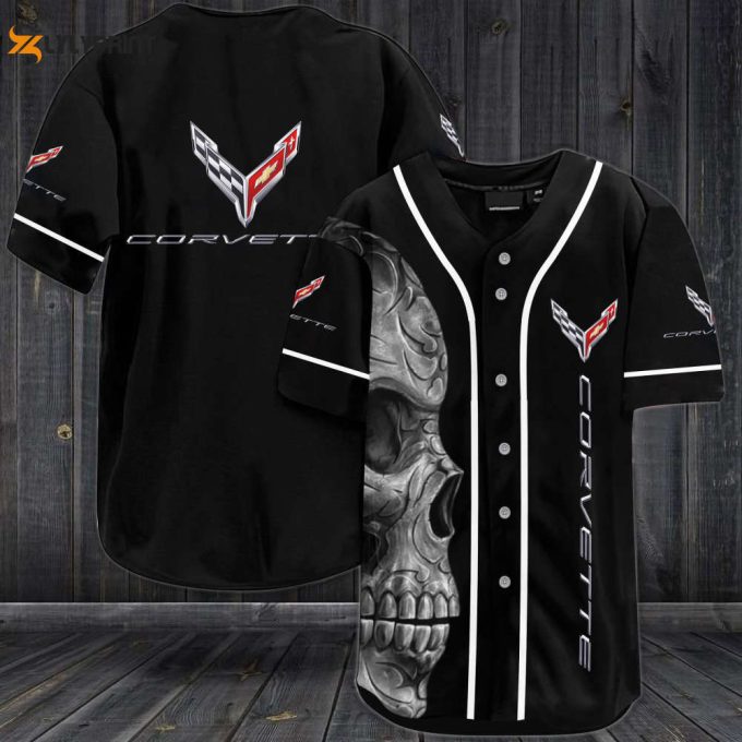 Corvette Skull Baseball Jersey 1