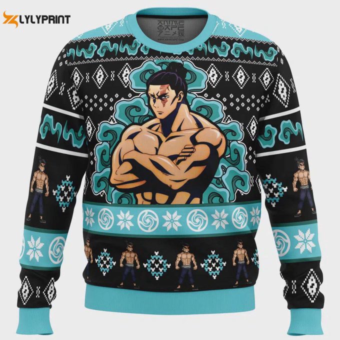 Cursed Energy Aoi Todo Jujutsu Kaisen Ugly Christmas Sweater – Unique And Festive Anime-Inspired Apparel