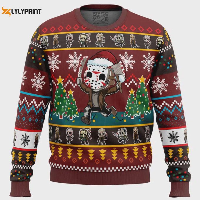 Cute Jason Friday The 13Th Ugly Christmas Sweater: Spooky Holiday Attire With Charm! 1