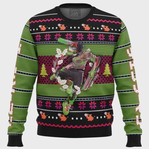 Deck the Halls with Denji Chainsaw Man Ugly Christmas Sweater – Festive and Fun Attire!